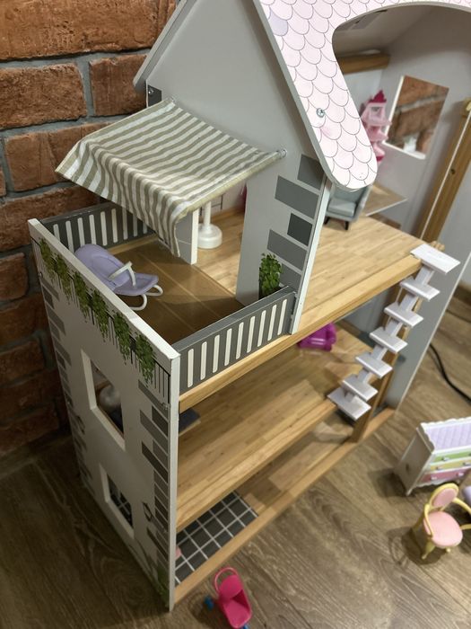 Domek dla lalek duży meble akcesoria kuchnia salon winda gratis