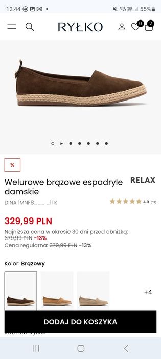 Espadryle welurowe Ryłko Relax r. 39 Nowe