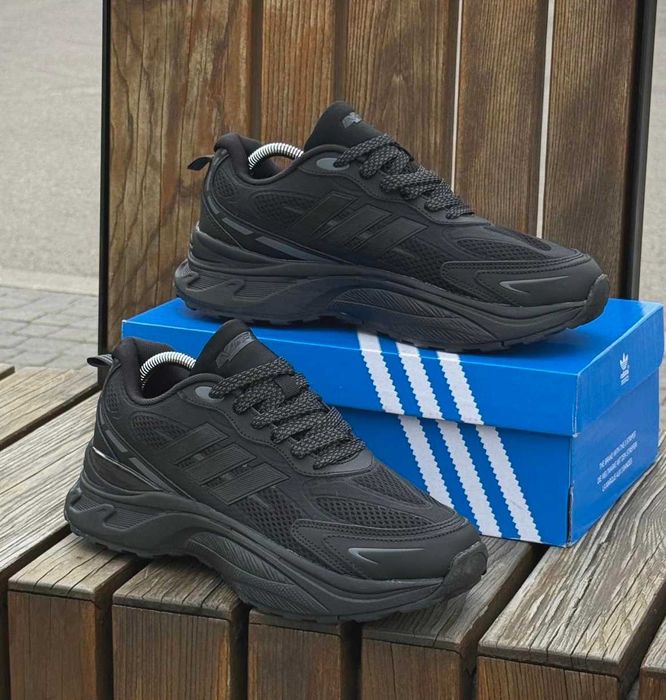 Мужские кроссовки Adidas черные сетка Адидас