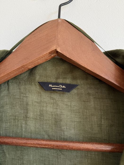 Zielona khaki lniana koszula Massimo Dutti 100 % len