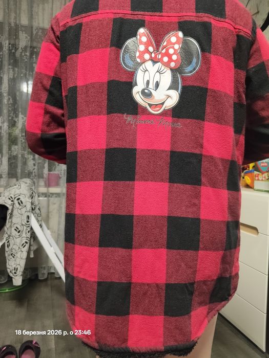 Сорочка-худі в клітинку з Minnie Mouse