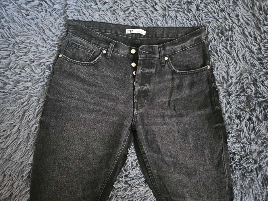 Jeansy Zara 44 wysoki stan czarne
