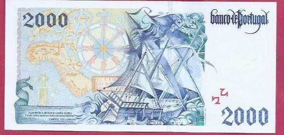 Nota Republica 2000 Escudos Ultima em escudos ano 2000 Bela