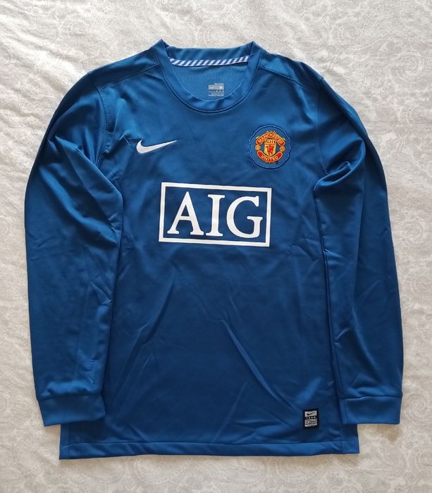 Camisola Retro do Manchester United alternativa de manga comprida  da época 2007/2008