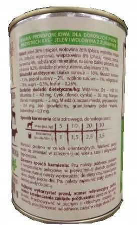 MAXI NATURAL Karma mokra dla psów bez zbóż Z JELENIEM w puszce 400g