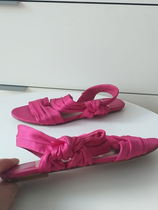 Sandały Furla r38 różowe fuksja materiał skóra