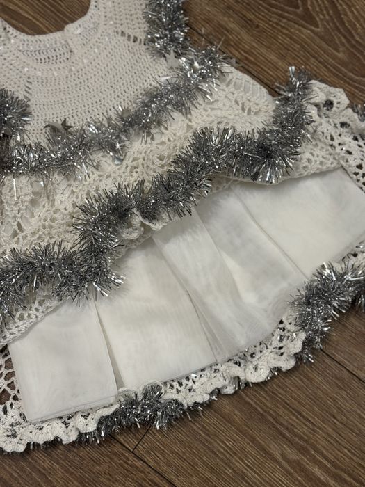 Святкова новорічна нарядна сукня/плаття Сніжинка на рік, з обідочком