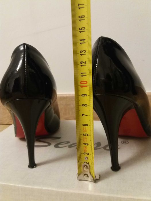Skórzane czarne szpilki na obcasie RYŁKO rozmiar 36,5