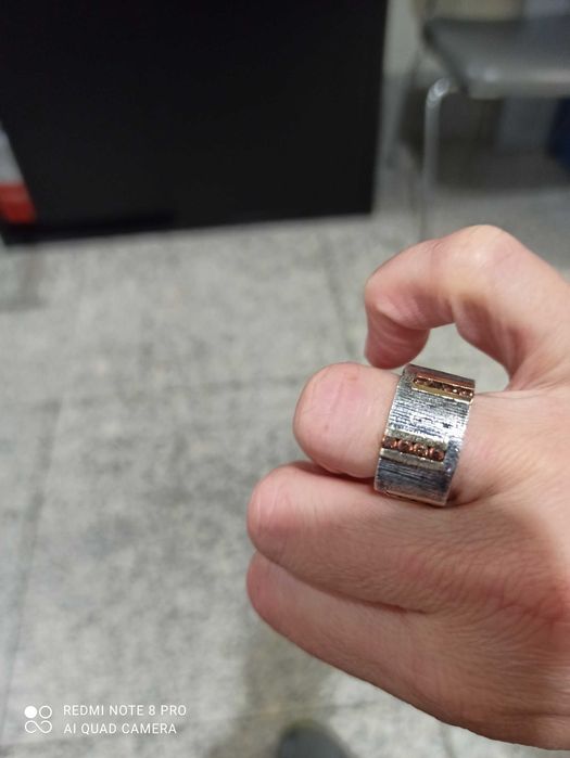 Anel Prata e ouro com Pedras topázio