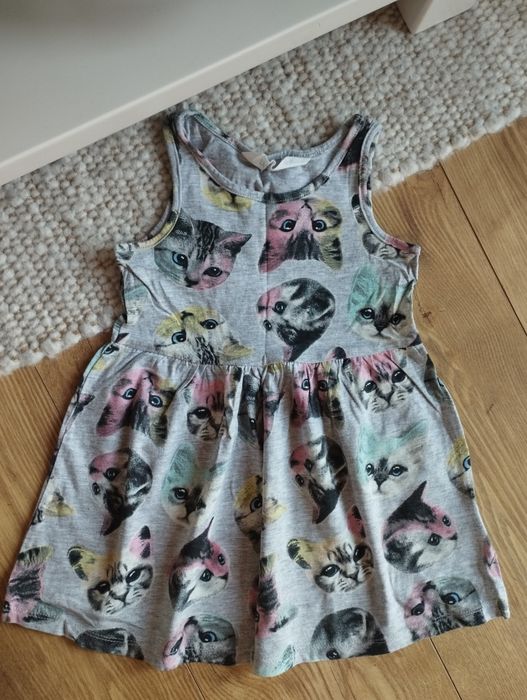92cm H&M sukieneczka w kotki, bawełniana sukienka