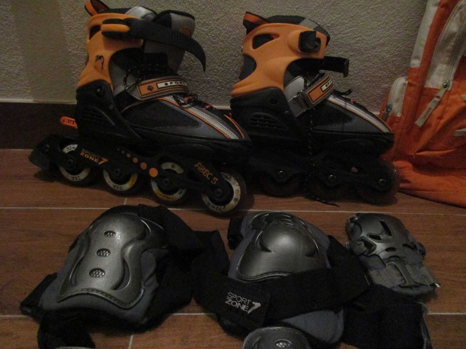 Patins em Linha Sport Zone + Kit de Proteções | Tamanho 35-36