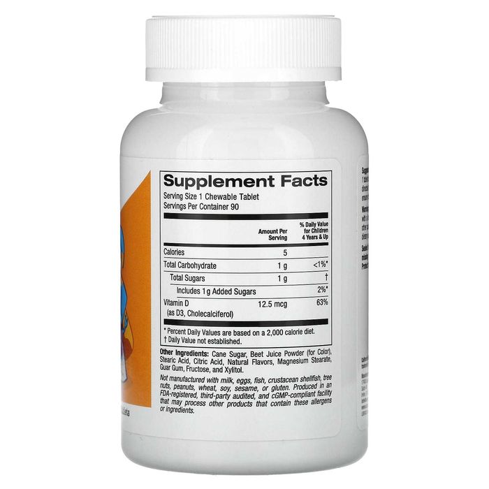 Витамин D3 D 3, США, 500 МЕ, Витамин Д3 Д 3 для детей, 90 животных