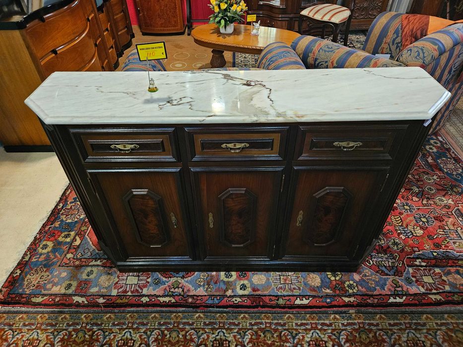 Consola em madeira com tampo em pedra - Muito bom