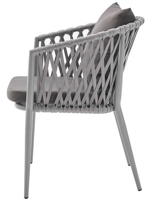 Krzesło Fotel Ogrodowy ze Sznurka Wygodne Oparcie do Ogrodu Poduszki