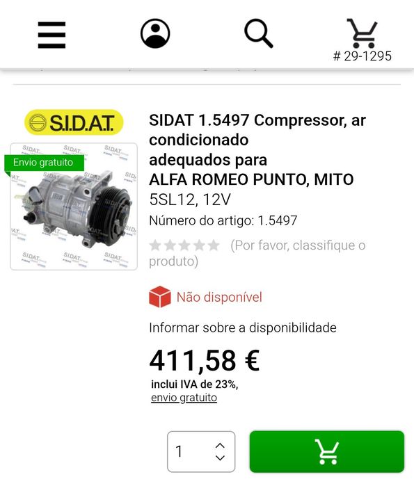 Compressor AC + POLI (Alfa Romeo & Fiat Punto)