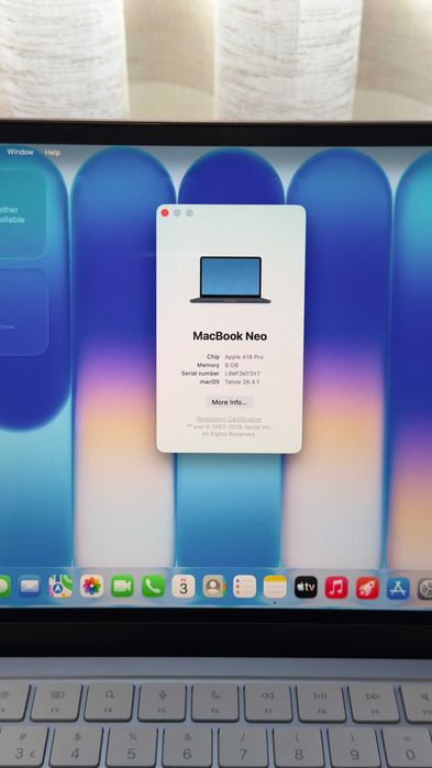 Apple Macbook Neo 512GB 100% "azul" + caixa original, cabo e fatura. Aceito trocas/retomas