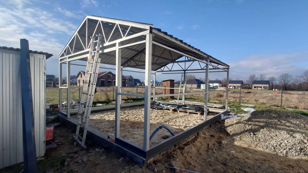 RÓŻNE WYMIARY ! - Konstrukcja stalowa - Budynek Gospodarczy - Wiata