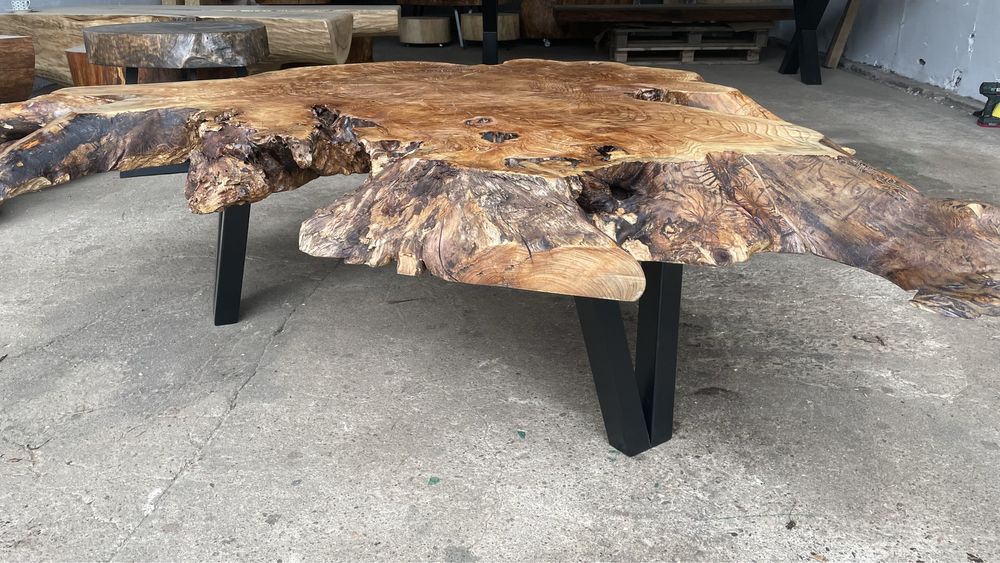 Ława jesionowa, stolik kawowy185x185 cm, monolit, unikat