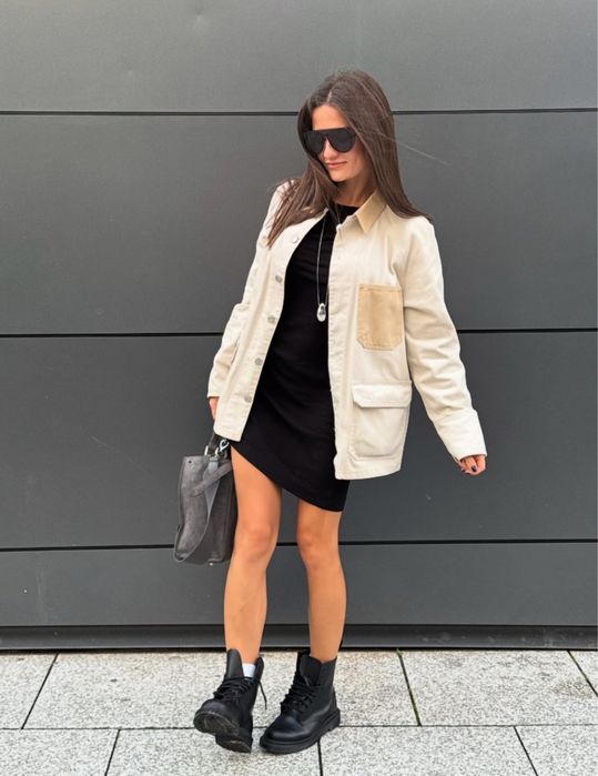 Джинсова куртка робочого з контрастним коміром Zara XS workwear jacket