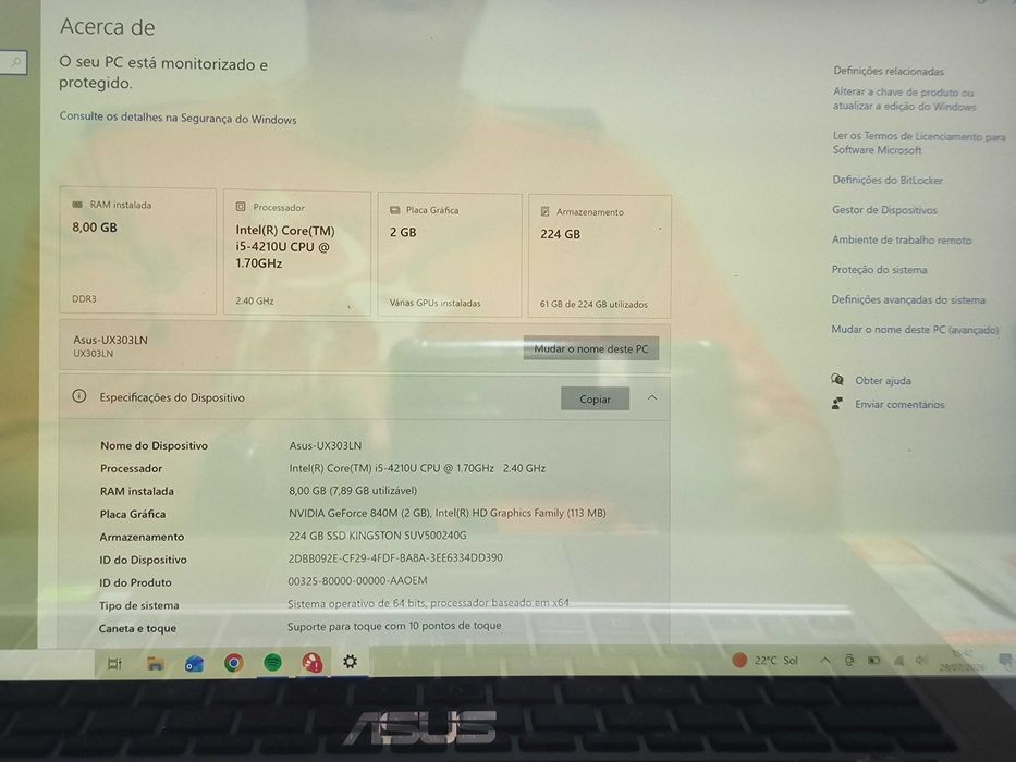 Asus UX303 - Ecrã Touch - i5-4210u + 8Gb + 240ssd