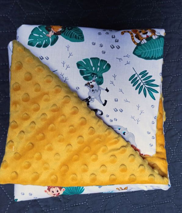 Kocyk dla niemowlaka – bawełna + minky, antyalergiczny, nowy z metką