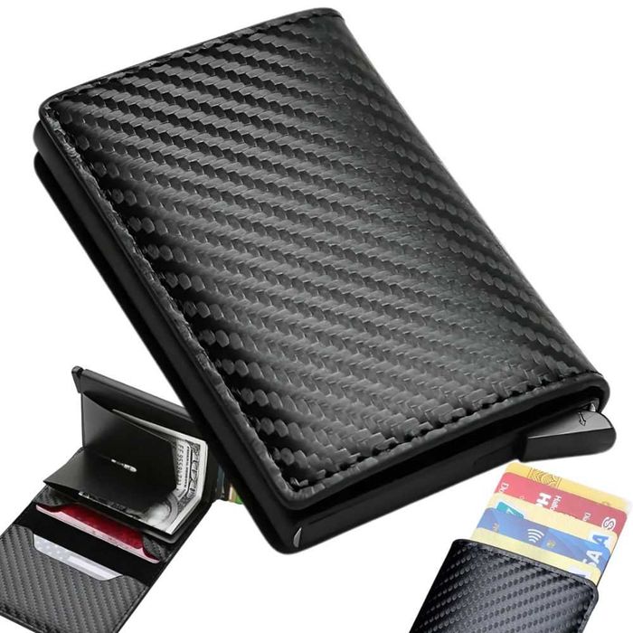 Portfel męski etui rfid antykradzieżowy czarny karty banknoty ekoskóra