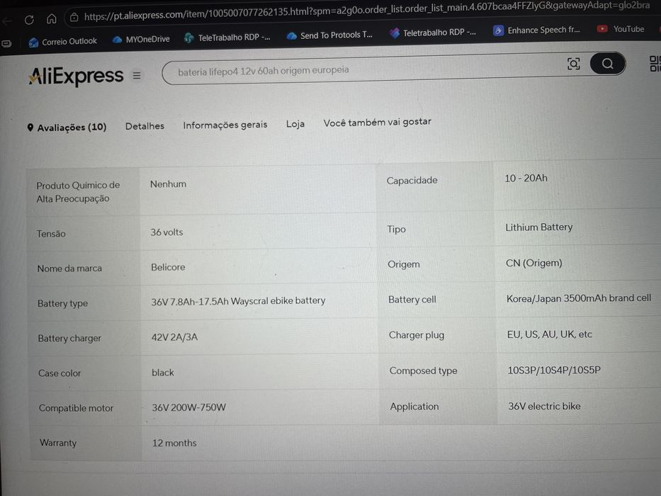 Bateria Electirica E bike