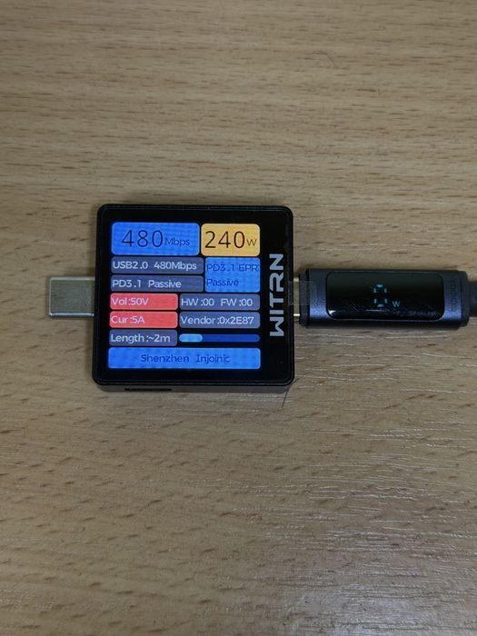 Кабель USB-C Toocki 240W з ватметром