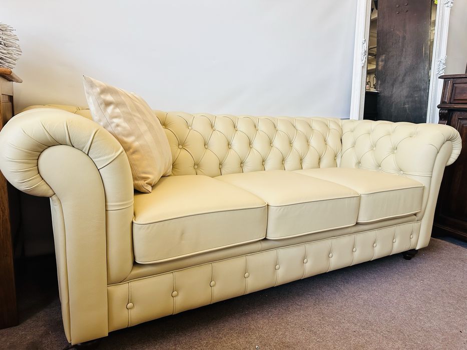 JAK NOWA !!! Idealna kanapa chesterfield SKÓRA NATURALNA :)