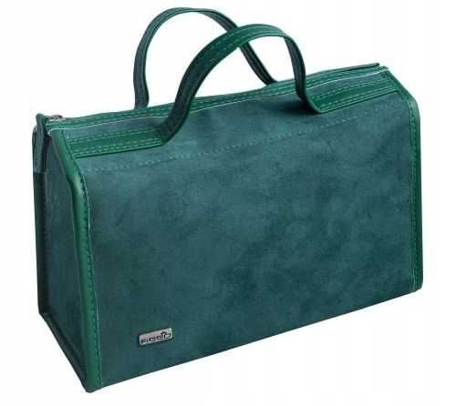 Kosmetyczka REED zielona aksamitna z lusterkiem organizer