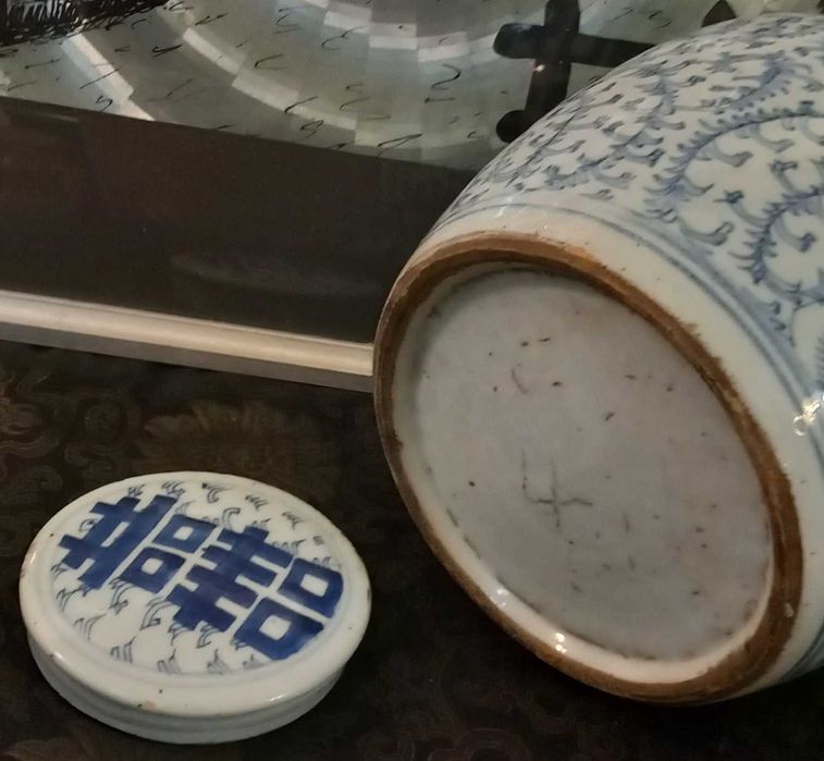 Bonito e grande Pote em Porcelana Chinesa, Dupla Felicidade, sec.xix,