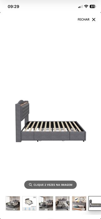 Cama de casal com entrada USB  e colchao 140x200