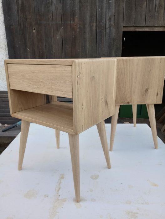 Szafka nocna dębowa 100% drewno mid-century