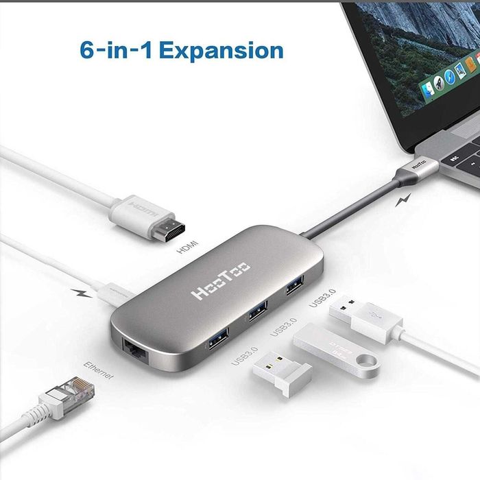 Адаптер Xiaomi HooToo HT-UC007 USB-C для Mac та PC w/HDMI, Ethern, OTG