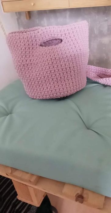 handmade torebka ze sznurka bawełnianego brudny róż