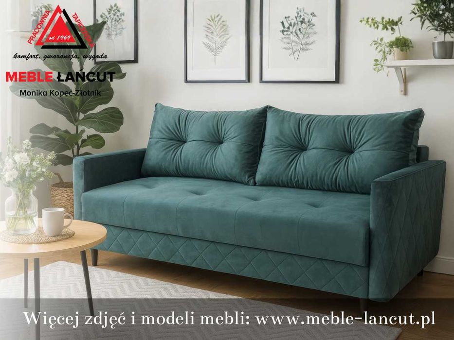 Kanapa Sofa Uszak Pasy + Sprężyny ,Pikowany! Skandynawski, Transport*