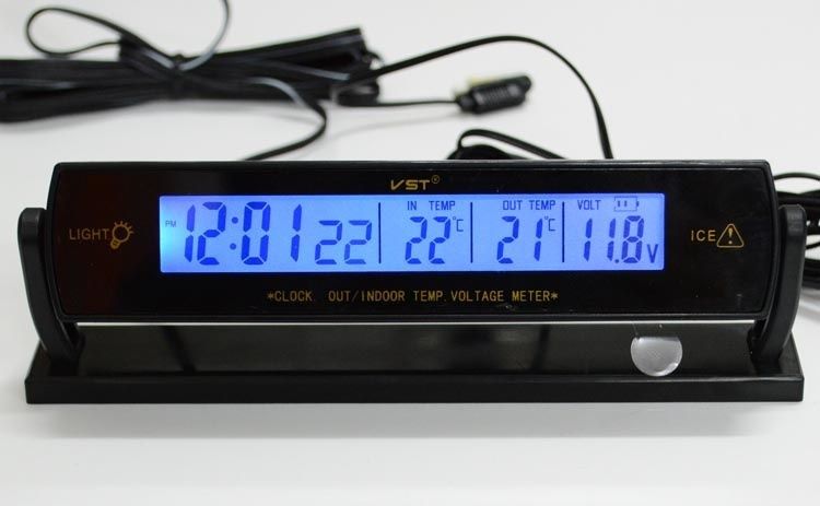 Часы - термометр - вольтметр VST - 7013V автомобильные ОРАНЖ/СИН: 295 ...