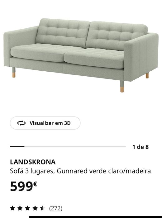 Sofá IKEA LANDSKRONA 3 Lugares – Pele Branca – Excelente Estado