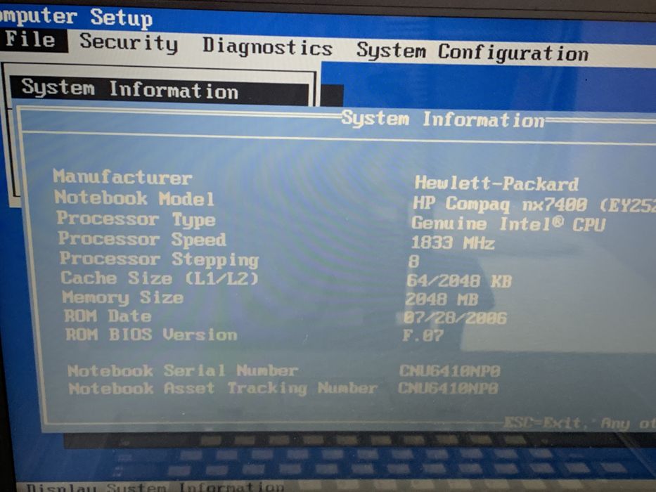 Ноутбук HP Compaq nx7400 (EY252EA)