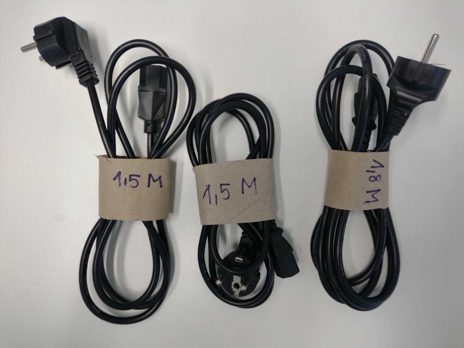 3 kable zasilające do komputera, monitora,drukarki