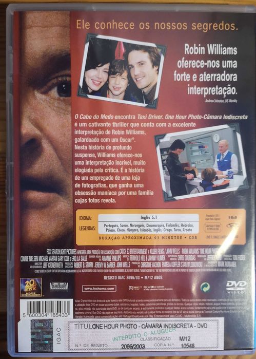 DVD "One Hour Photo - Câmara Indiscreta"