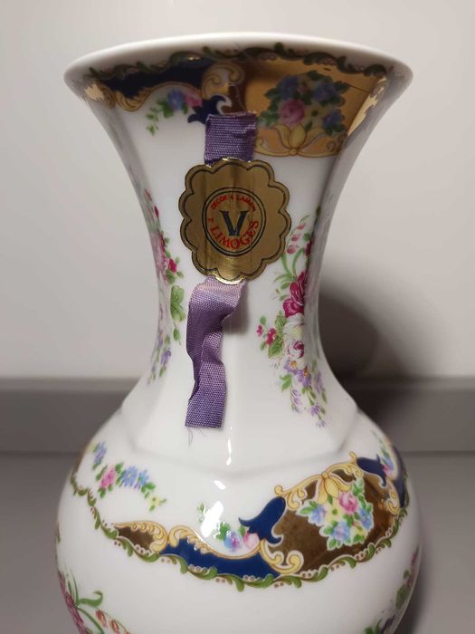 Jarra Limoges Vizavi – Porcelana Fina, Pintura Floral com Dourados
