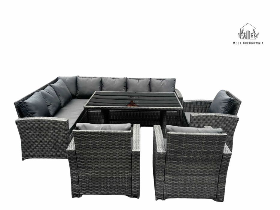 Wypoczynek ogrodowy /Narożnik + fotele / Technorattan/ 9 os / 4 kolory