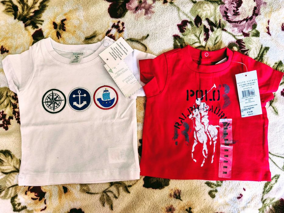 Дитячі футболки на 3 місяці. Нові. Ralph Lauren, Pampkin Patch