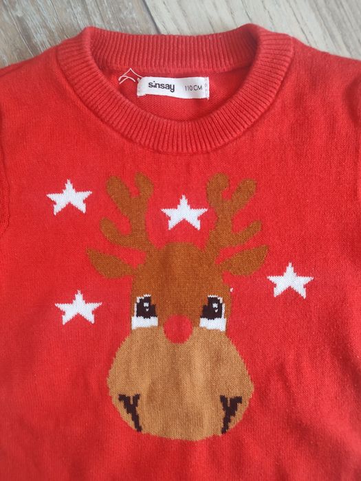 Sweter świąteczny z reniferem chłopięcy r.110 Sinsay