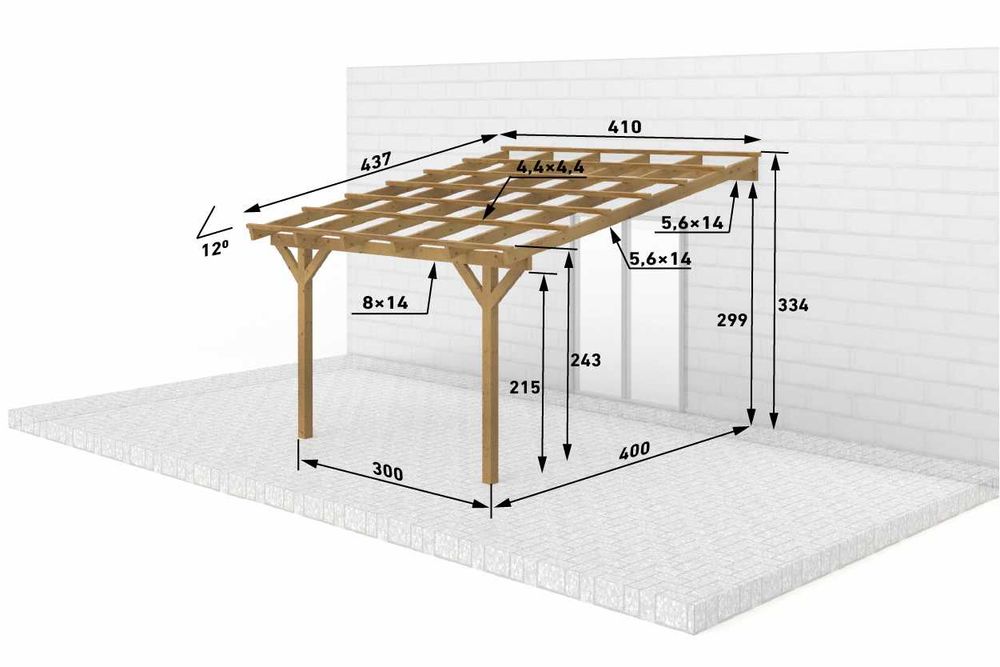 Zadaszenie tarasu drewniane 300x400 cm, pergola, taras, zabudowa