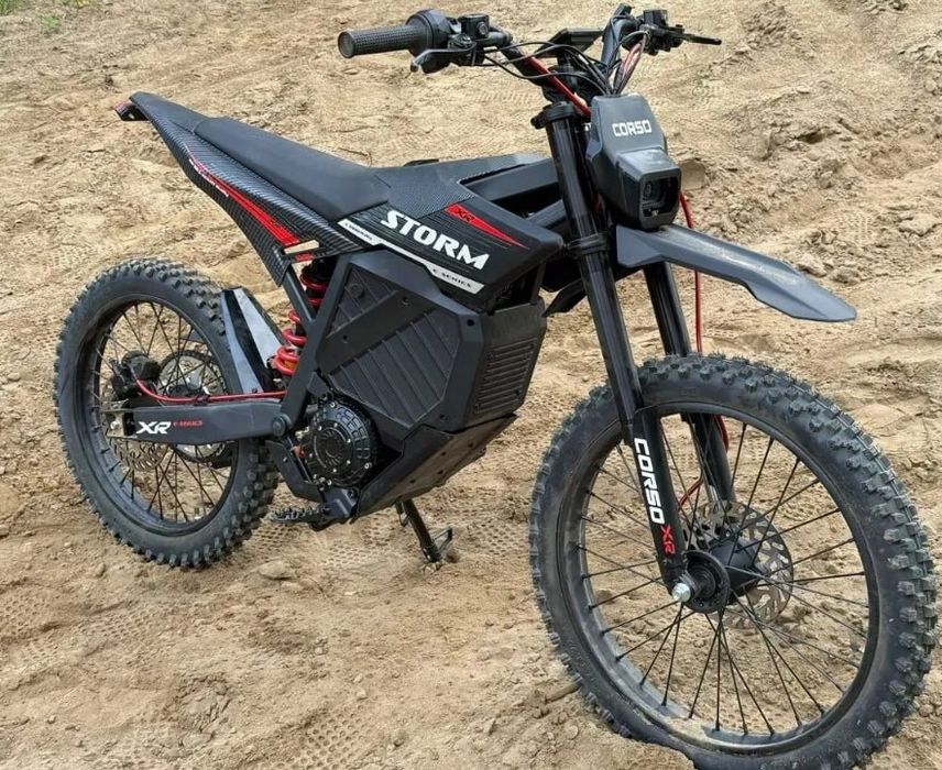 Диртбайк электрический Corso Storm E-3000 Rally – рама стальная, двигатель 2999W, аккумулятор литиевый 72V27AH