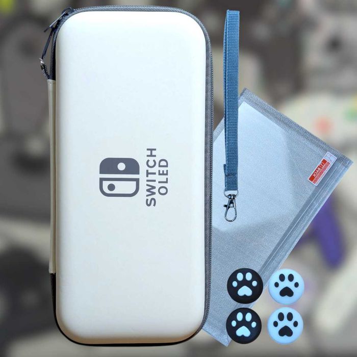 Чохол для Nintendo Switch -захисне скло - накладки на стіки Набір 3в1