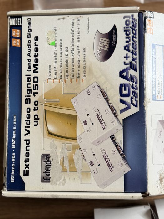 VGA (+ Audio) Cat5 Extender, модель EVA214.