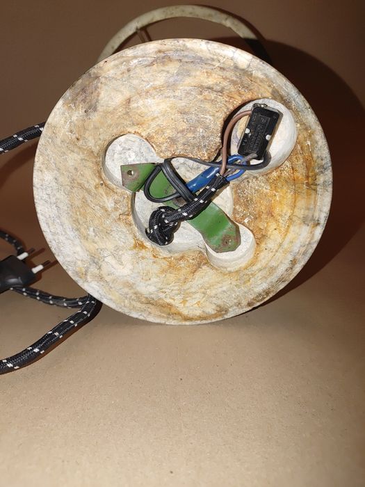 Настольная лампа мраморная с зелёным абажюром Сталинский ампир СССР